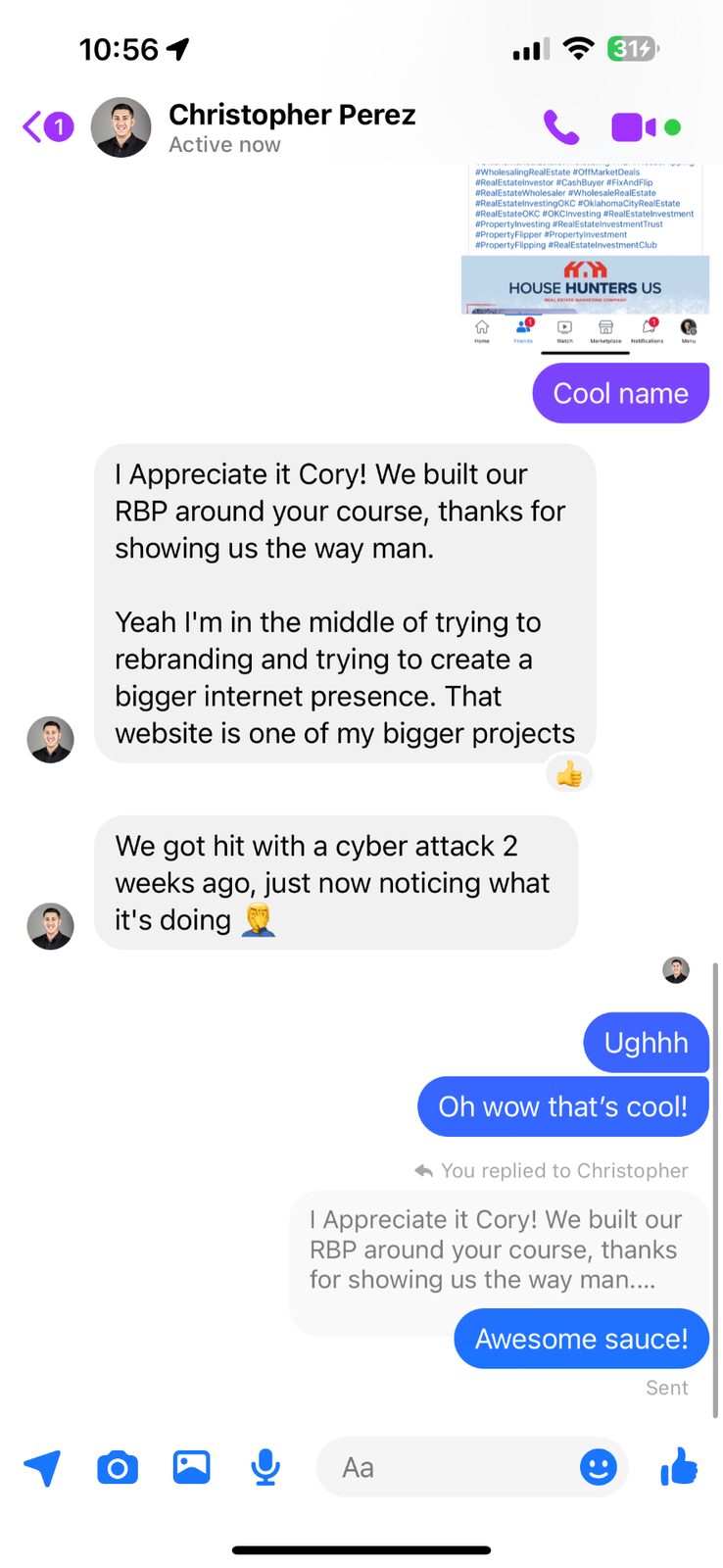 Christopher Perez — built RBP business around Cory's course