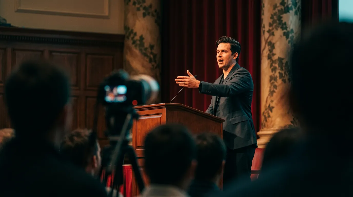 Cory Boatright speaking at Harvard University